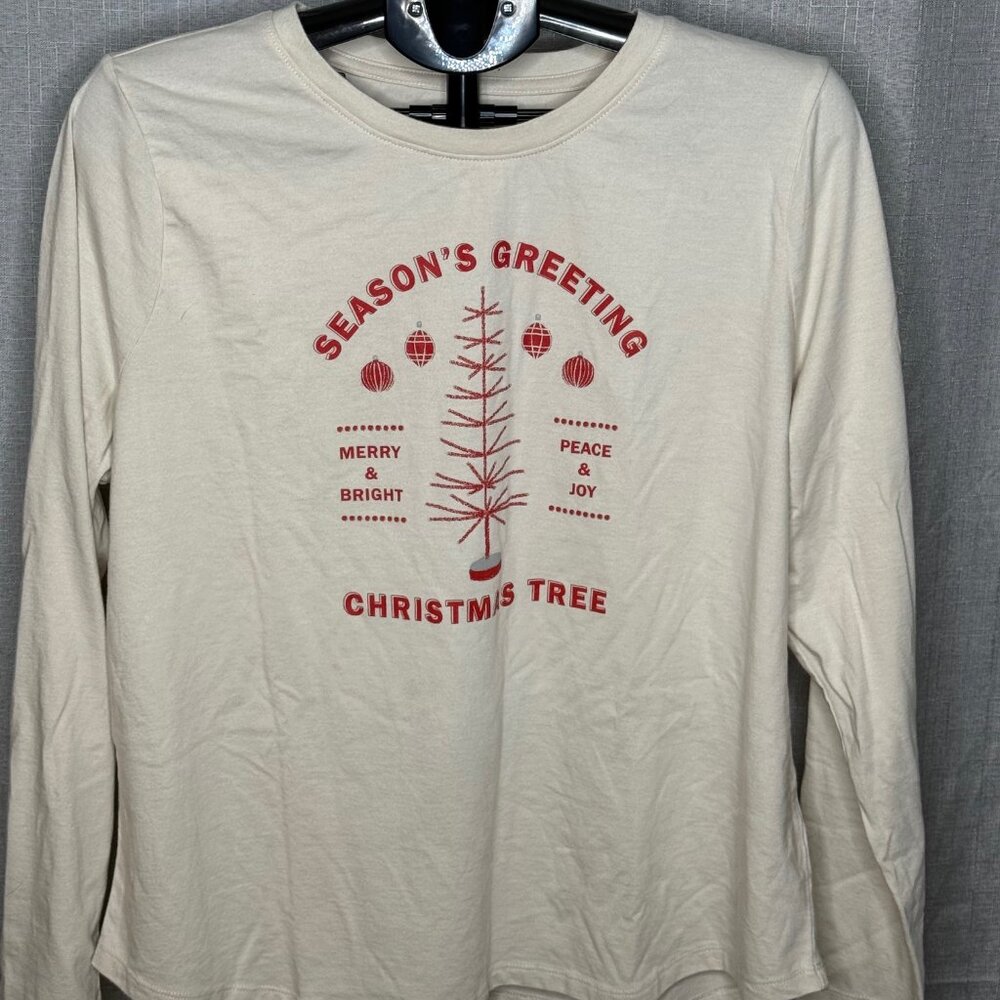 Sonoma - Women's Long Sleeve Christmas Seasons Greetings Shirt - Size XL